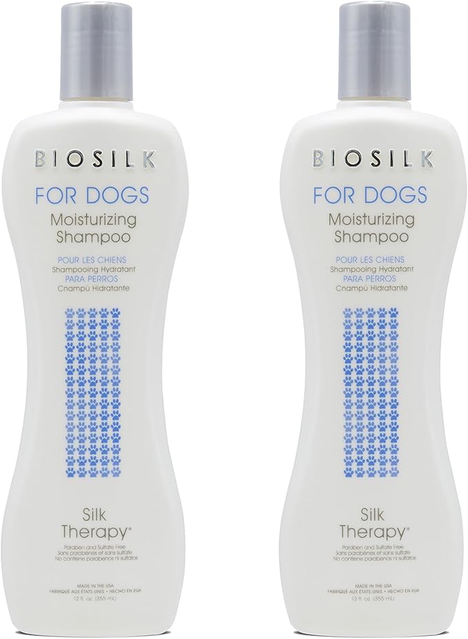BioSilk Silk Therapy Moisturizing Shampoo for Dogs - Best Dog Shampoo for Pets with Dry, Itchy, or Sensitive Skin, Gentle Dog Wash, Essential Grooming Supplies, 12 Fl Oz - 2 Pack