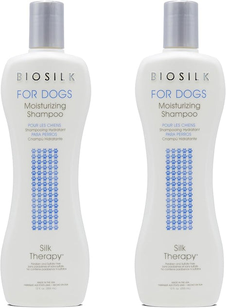 BioSilk Silk Therapy Moisturizing Shampoo for Dogs - Best Dog Shampoo for Pets with Dry, Itchy, or Sensitive Skin, Gentle Dog Wash, Essential Grooming Supplies, 12 Fl Oz - 2 Pack
