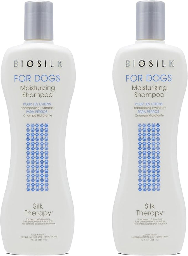 BioSilk Silk Therapy Moisturizing Shampoo for Dogs - Best Dog Shampoo for Pets with Dry, Itchy, or Sensitive Skin, Gentle Dog Wash, Essential Grooming Supplies, 12 Fl Oz - 2 Pack