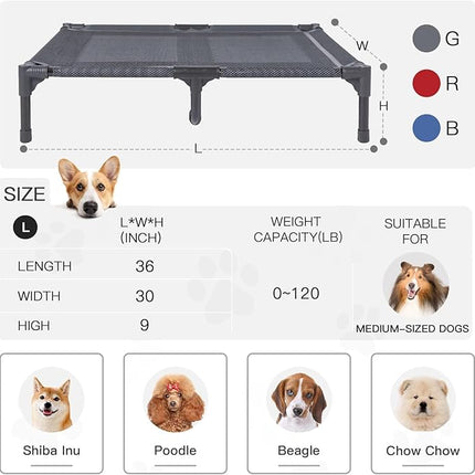 suddus Elevated Dog Bed Waterproof Outdoor, Portable Raised Dogs Beds, Dogs Beds Off The Floor, Dog Bed Easy Clean Indoor or Outdoor Use, Large, Grey