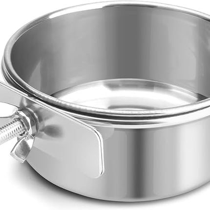 Bird Cage Feeder, Bird Feeder for Cage, 20OZ Stainless Steel Parrot Food Water Bowls with Clamp Holder, Hanging Feeding Dish Cups for Cockatiel Parakeet Conure Budgie Lovebird Small Animal