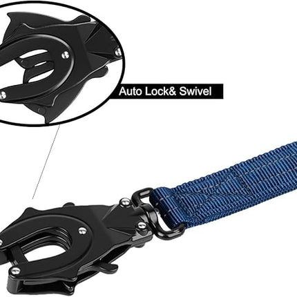 ICEFANG Tactical Dog Leash,K9 Training Walking Bungee Lead with 2 Control Handle,Heavy Duty Quick Release Metal Clasp,for Medium Large Breed (Reflective Blue, 6 FT)