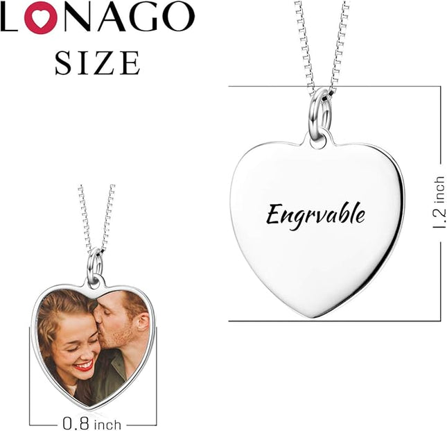 LONAGO Full Color Photo Picture Personalized Necklace Custom Etched Dog Tag Image Pendant with Message Name