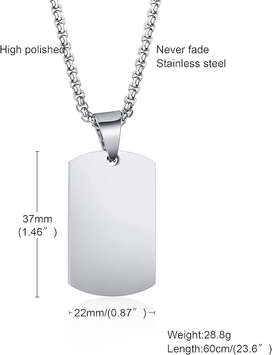 VNOX Personalized Customizable Photo Text Cremation Urn Necklace for Ashes Holder Dog Tag Pendant Family Pet Memorial Keepsake Jewelry for Men Women