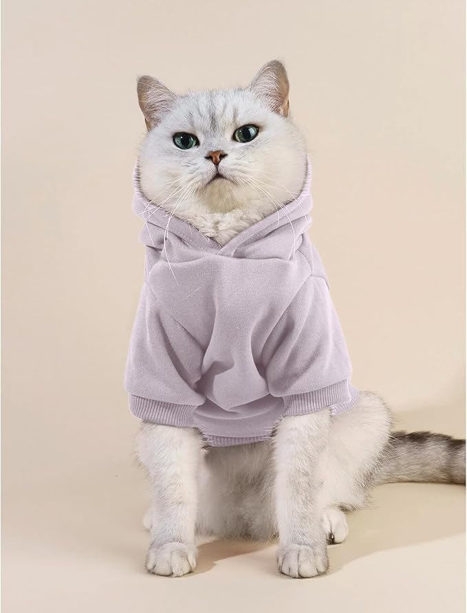 Cat Hoodies for Cats Puppy Pet Clothes Cat Apparel Little Miss Attitude Print Dog Hoodie for Small Medium Dogs Outfits for Kittens(Purple,M)