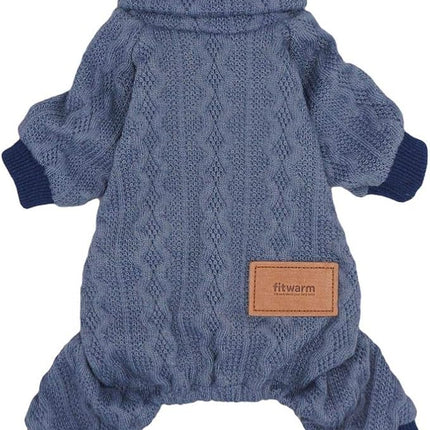 Fitwarm Turtleneck Knitted Dog Sweaters Winter Outfits Pet Coats Cat Clothes Blue XXL