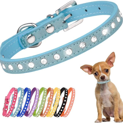 Bling Dog Collars for Medium Dogs, Pretty Rhinestone Dog Collar Crystal Jewel Glitter Diamond Female Puppy Collar for Small Medium Pet Girl Dogs, Light Blue M
