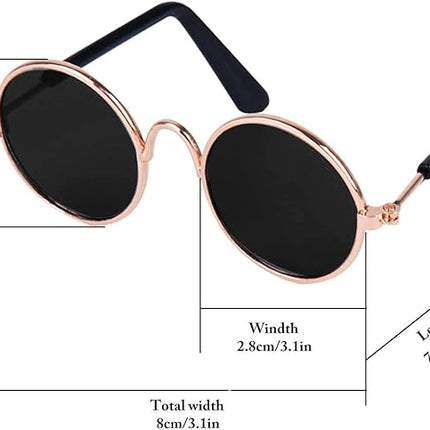 Legendog , 2pcs Fashion Cool Pet Sunglasses Adjustable Pet gold chain Set for Cats and Small Dogs