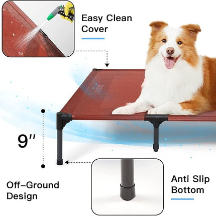 SUDDUS Elevated Dog Bed Waterproof Outdoor, Portable Raised Dog Bed, Dog Bed Off the Floor, Dog Bed Easy Clean Indoor or Outdoor Use, Medium, Red