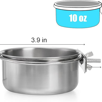 Okllen 4 Pack Bird Feeding Dish Cups, Detachable Stainless Steel Bird Food Bowls with Clamp for Chinchilla Parrot Cockatiel Conure Budgies Parakeet Small Animal