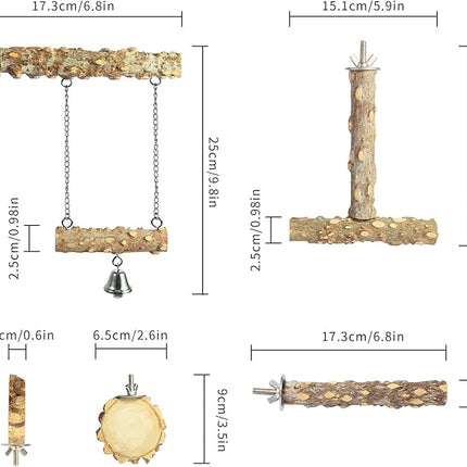 Bird Perches,4pcs Natural Wood Birds Stand Branch, Bird Perch Chewing Stick Cage Accessories Parrot Climbing Standing Branches Paw Grinding Fork Sets for Parakeet Lovebirds Cockatiels Conure Budgies