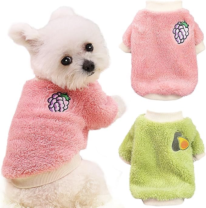 2 Pieces Dog Sweaters for Small Dogs Girl Sweater Winter Warm Puppy Clothes Fleece Chihuahua Sweater Cute X-Small Dog Clothes for Girls Cat Clothes XXL
