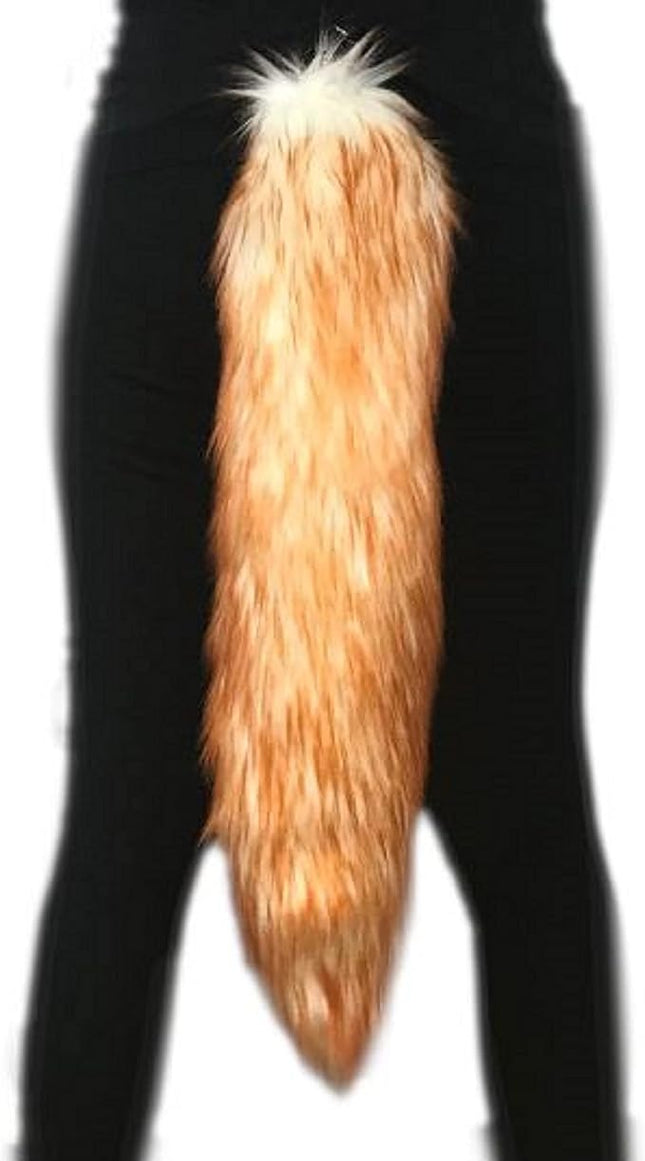 Handmade Faux Fur Tail for Kids and Adults, Luxury Animal Costume Accessory, Pet Play, Halloween (30", Candy Amber Orange)