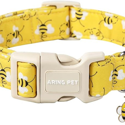 ARING PET Bees Dog Collar, Cute Spring Summer Yellow Bee Pet Collars for Puppy Small Medium Large Boy Girl Dogs-L