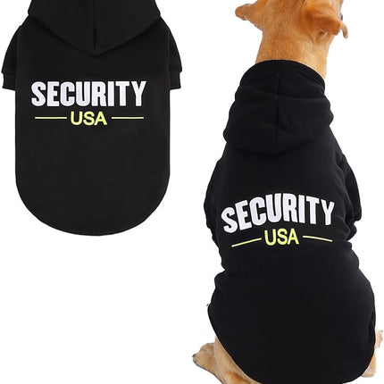BINGPET Security USA Dog Sweater with Hood and Leash Hole,Warm Fleece Dog Hoodie & Winter Coat for Small to Large Dogs,Cold Weather Pet Clothes(Large)