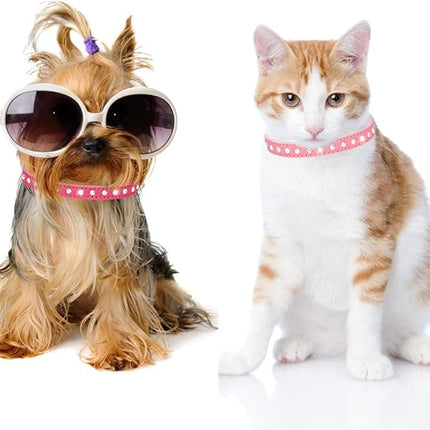 Bling Dog Collars for Small Dogs, Pretty Rhinestone Puppy Collar Crystal Jewel Glitter Diamond Cat Collar for XXS Xs Small Medium Pet Female Dogs Girl, Light Blue S