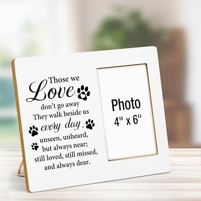 Pet Memorial Gift for Dogs Picture Frame, Sympathy Gifts for Loss of Loved Pet, Dog Bereavement Gifts, Cat Remembrance Gift Wood Photo Frames, 4 x 6 Inch Photo