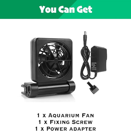 Aquarium Chiller, Fish Tank Cooling Fan System for Salt Fresh Water, 2 Variable Speed, Wide Angle Adjustable (1-Fan)