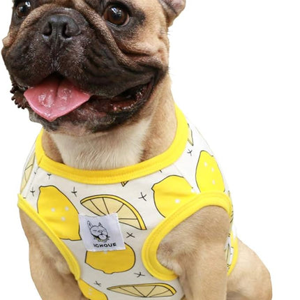 iChoue 100% Breathable Cotton French Bulldog Halloween Cartoon T Shirts Cute Clothes for Medium Dogs Vest Tank Tops Frenchie English Boston Terrier Pitbull Lemon - Large Plus