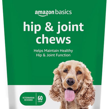 Amazon Basics Dog Hip & Joint Daily Supplement Chews with Glucosamine, MSM, and Vitamin C, Duck Flavored, 60 Count (Previously Solimo)