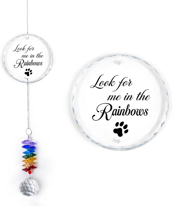 Pet Memorial Suncatcher - Dog Cat Loss Sympathy Gift - Rainbow Crystal Prism - Bereavement Keepsake - Pet Lover Gift - Daily Remembrance - Suncatcher Ornament