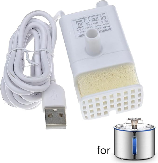 Replacement Pump for Cat Water Fountain Dog Water Dispenser Ultra Quiet Long Lifespan Water Pump, LED Lights