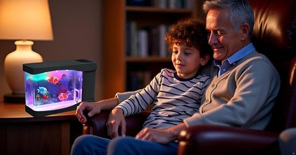 Lightahead Artificial Mini Aquarium A Sensory Multi Colored LED Swimming Fish Tank with Bubbles