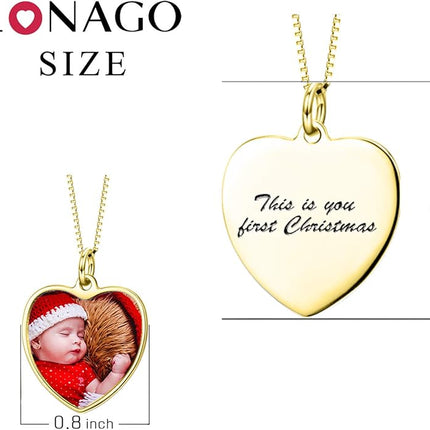 LONAGO Full Color Photo Picture Personalized Necklace Custom Etched Dog Tag Image Pendant with Message Name