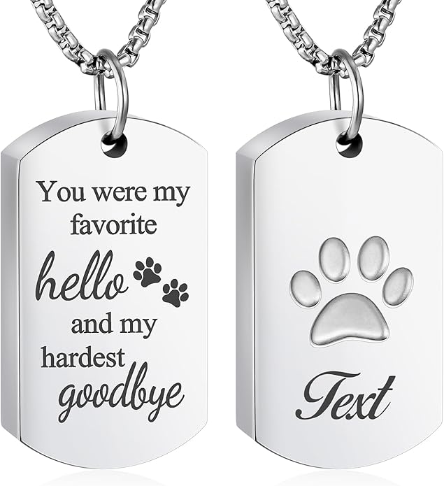 abooxiu Cremation Jewelry for Ashes Urn Necklace for Ashes Memorial Dog Ashes Necklace Cremation Necklace Pet Keepsake Necklace Pawprint Ashes Holde Necklace