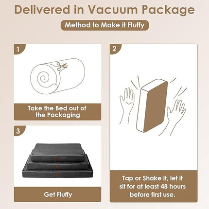 EHEYCIGA Waterproof Dog Bed Orthopedic 30"x20", Memory Foam Pet Bed for Medium Dogs, Washable Pet Mat with Removable Cover, Dark Grey