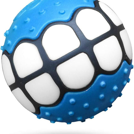Dog Balls Toys Squeaky Fetch - Rubber Funny Ball Gifts for Large Medium Dogs (Blue White)