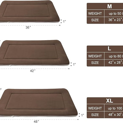 Magic Dog Bed Soft Crate Pad Mat for Medium/Large Dogs, 36 Inches Machine Washable Pet Bed Kennel Pad With Non-Slip Bottom, Dark Coffee