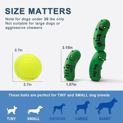 Squeaky Dog Toys, Soft Latex Rubber Squeaky Ball for Small Dogs Puppies, Cute Bounce Squeak Crunchy Pickle Pet Dog Toy