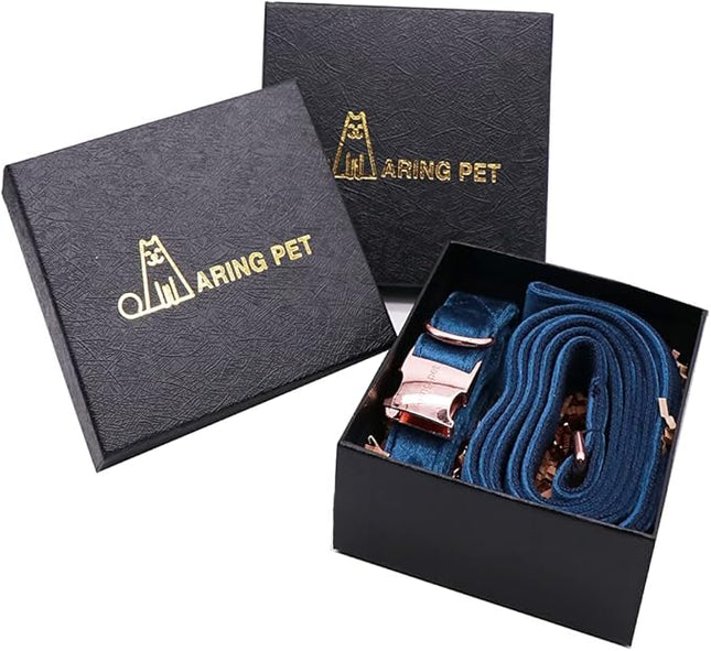 ARING PET Velvet Dog Collar and Leash Set, Soft Dog Collar and Leash, Adjustable Collars for Dogs