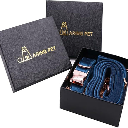 ARING PET Velvet Dog Collar and Leash Set, Soft Dog Collar and Leash, Adjustable Collars for Dogs