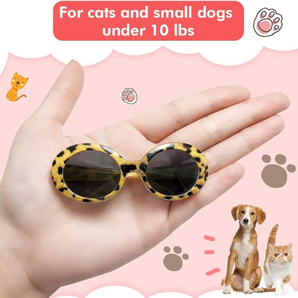 Pibupibu Retro Oval Small Dogs Cats Eye Wear Party Favors Pet Sunglasses Set Cute Funny Cosplay Dolls Costume Photo Props