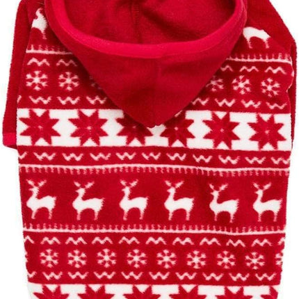Blueberry Pet Award-Winning Ugly Christmas Reindeer & Snowflake Hoodie, 22" Back Length, Cozy Fleece Dog Christmas Sweater, Perfect Dog Clothes for Holiday-Loving Large Dogs