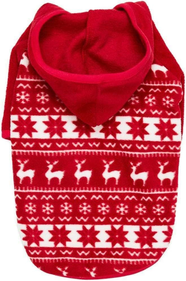 Blueberry Pet Award-Winning Ugly Christmas Reindeer & Snowflake Hoodie, 22" Back Length, Cozy Fleece Dog Christmas Sweater, Perfect Dog Clothes for Holiday-Loving Large Dogs