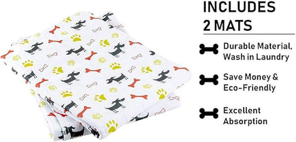 Washable Dog Training Pee Pads 2-Pack Large, Reusable Cloth for House Playpen Floor Waterproof, Leakproof for Whelping, Potty, and Crate Liner