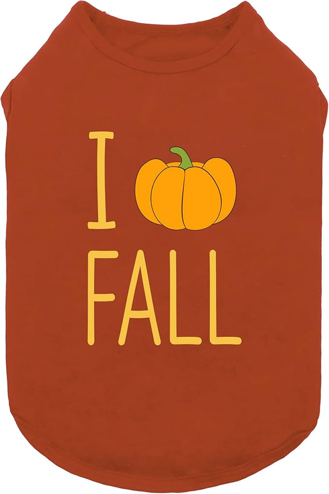 Fitwarm I Love Fall Dog Shirt, Thanksgiving Outfit for Small Dogs Boy Girl, Pet Clothes, Brown, Orange, Yellow, XL