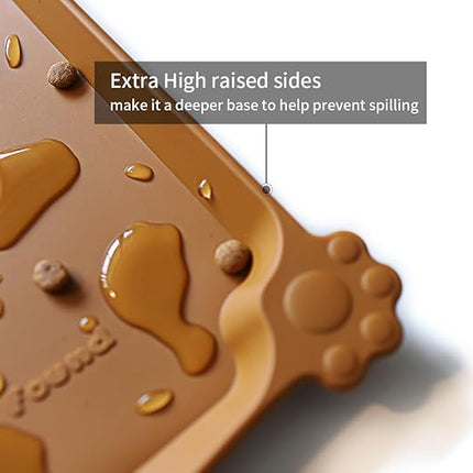 Hoki Found X-Large Silicone Pet Feeding Mats - Non-Slip Dog Cat Bowl Placemats - Waterproof - For Carpet - Butterscotch