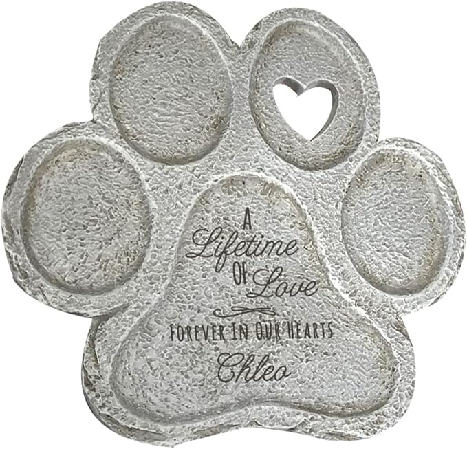 GiftsForYouNow Engraved Lifetime of Love Paw Print Stone, Personalized Pet Memorial Garden Stone for Dogs, Large, 12"