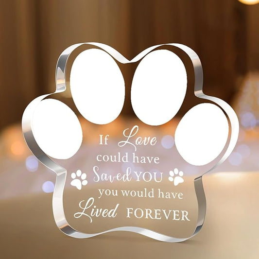 Cynlsum Pet Memorial Ornament Remembrance Gifts: Loss of Dog Cat Sympathy Gift Crystal Cute Paw Shape Decor Ornament for Dogs Puppy Keepsake