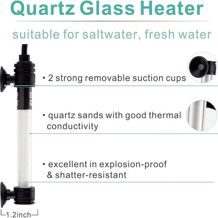hygger 50W Mini Inline Quartz Glass Aquarium Heater with External Controller, Adjustable Submersible Betta Fish Tank Thermostat for 5-15 Gallon