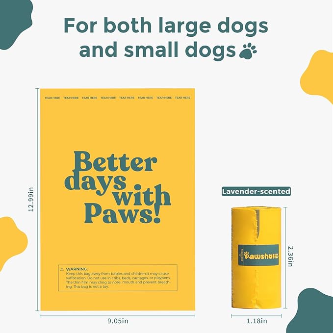 Dog Poop Bags Rolls Guaranteed Leak Proof and Extra thick Poop Bags for Dogs,120 Count 8 Rolls,Lavender Scented, Doggie Poop Bag for Puppy and Big Dogs