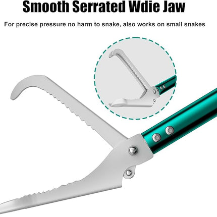 60" Snake Grabber Tongs,Extendable Snake Tong Reptile Grabber Rattle Snake Catcher Wide Jaw Handling Tool-Green