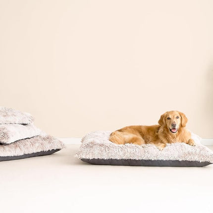 EHEYCIGA Fluffy XXL Dog Crate Pad, Plush Faux Fur Bed for Extra Large Dogs, Calming Anti Anxiety XXL Dog Bed, Washable Soft Warm Mat with Non-Slip Bottom, Brown