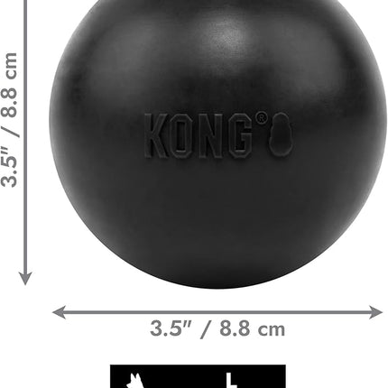 KONG Extreme Ball with Hole - Fetch Toy - Durable Dog Toy for Training, Interactive Playtime & More - Natural Extreme Rubber Ball - Black - for Large Dogs
