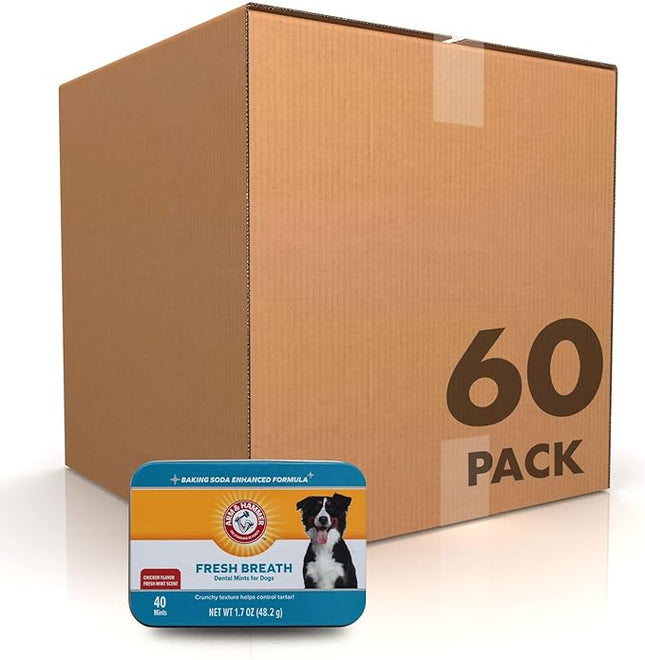 Arm & Hammer for Pets Dental Mints for Dogs, Fresh Breath - Get Fresh Doggie Breath Without Brushing, Way to Fresher Dog Breath, Chicken Flavor, 1.7 Ounce - 60 Pack