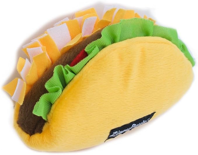 ZippyPaws NomNomz - Dog Squeaky Toys to Keep Them Busy, Funny Food Plush for Small & Medium Dogs, Cute Stuffed Puppy Toy, Pet Products, Gift for Dogs of All Breeds, Soft and Cuddly - Taco